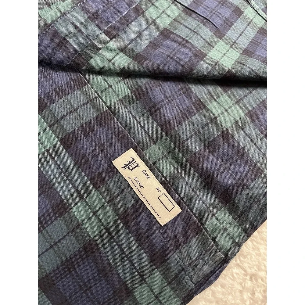 Polo Ralph Lauren Slim Fit Blue Green Plaid Cotton‎ L/S Btn Dwn Shirt Men's XL